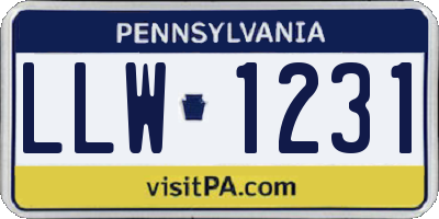 PA license plate LLW1231