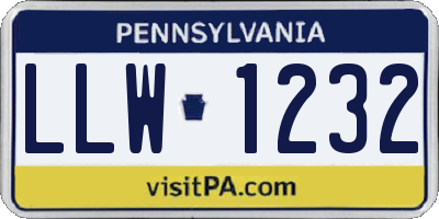 PA license plate LLW1232