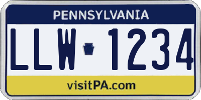 PA license plate LLW1234