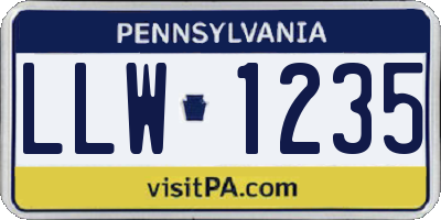 PA license plate LLW1235