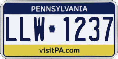 PA license plate LLW1237