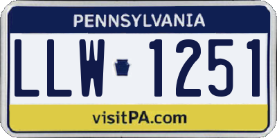 PA license plate LLW1251