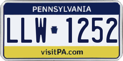 PA license plate LLW1252