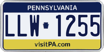 PA license plate LLW1255