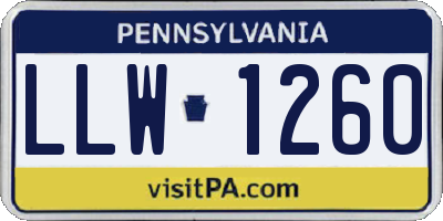 PA license plate LLW1260