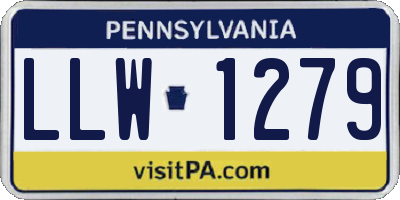 PA license plate LLW1279