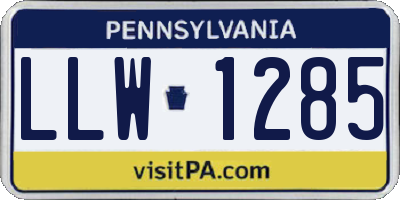 PA license plate LLW1285