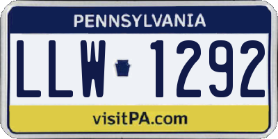 PA license plate LLW1292