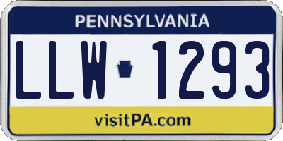 PA license plate LLW1293