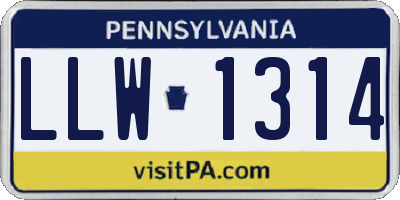 PA license plate LLW1314