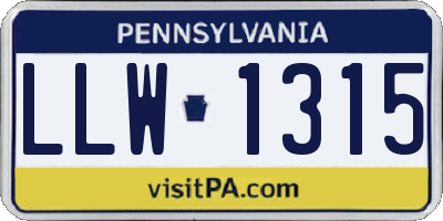 PA license plate LLW1315