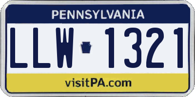 PA license plate LLW1321