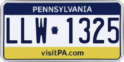 PA license plate LLW1325
