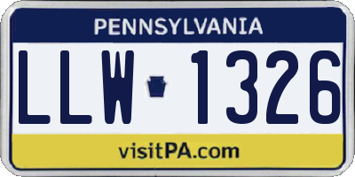 PA license plate LLW1326