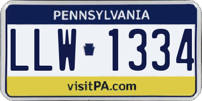 PA license plate LLW1334