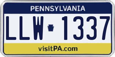 PA license plate LLW1337