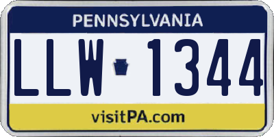 PA license plate LLW1344