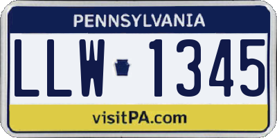 PA license plate LLW1345