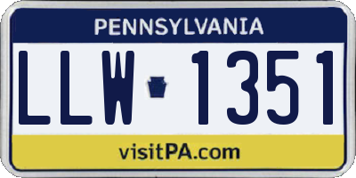 PA license plate LLW1351