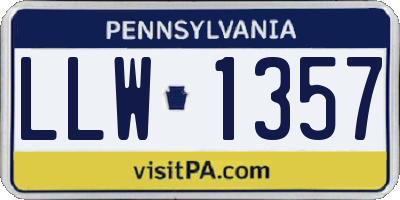 PA license plate LLW1357