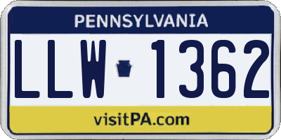 PA license plate LLW1362