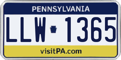 PA license plate LLW1365