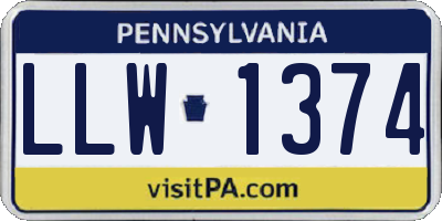 PA license plate LLW1374