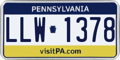 PA license plate LLW1378
