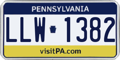 PA license plate LLW1382