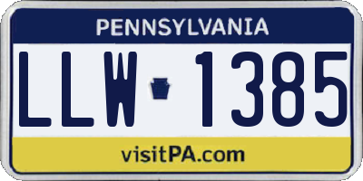 PA license plate LLW1385