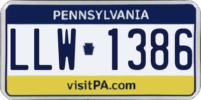 PA license plate LLW1386