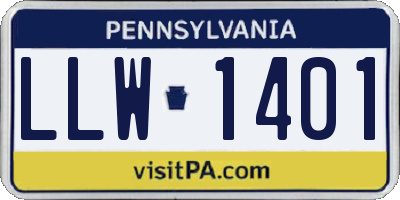 PA license plate LLW1401
