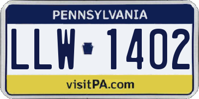 PA license plate LLW1402