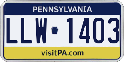 PA license plate LLW1403