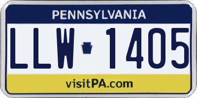 PA license plate LLW1405