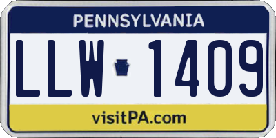 PA license plate LLW1409