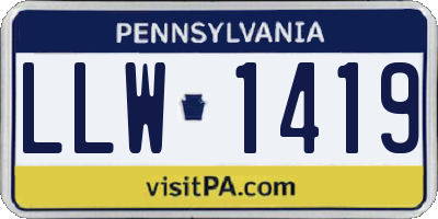 PA license plate LLW1419