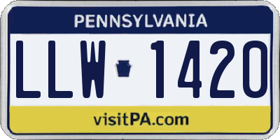 PA license plate LLW1420