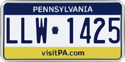 PA license plate LLW1425