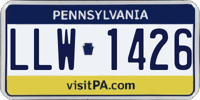 PA license plate LLW1426