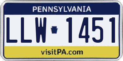 PA license plate LLW1451
