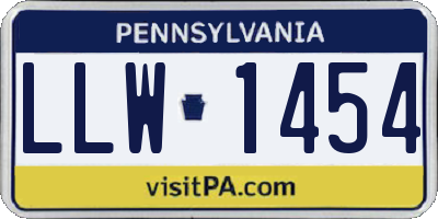 PA license plate LLW1454