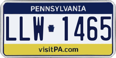 PA license plate LLW1465