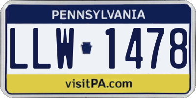 PA license plate LLW1478