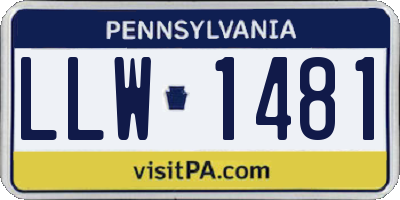 PA license plate LLW1481