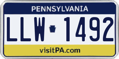 PA license plate LLW1492