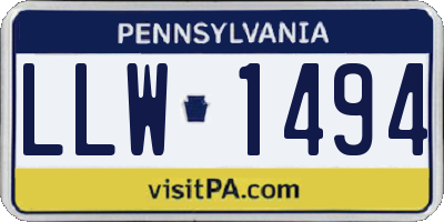 PA license plate LLW1494