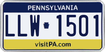 PA license plate LLW1501