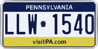 PA license plate LLW1540