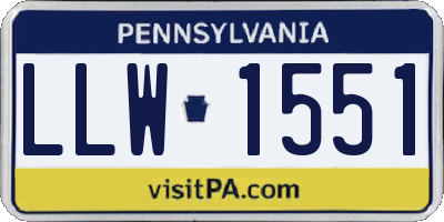 PA license plate LLW1551